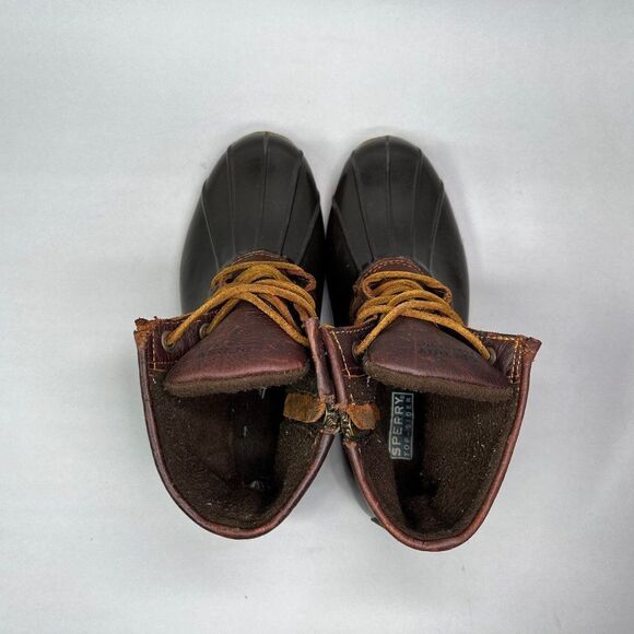 Sperry Women's Size 7.5 Saltwater Brown Leather Duck Boots - Picture 9 of 13